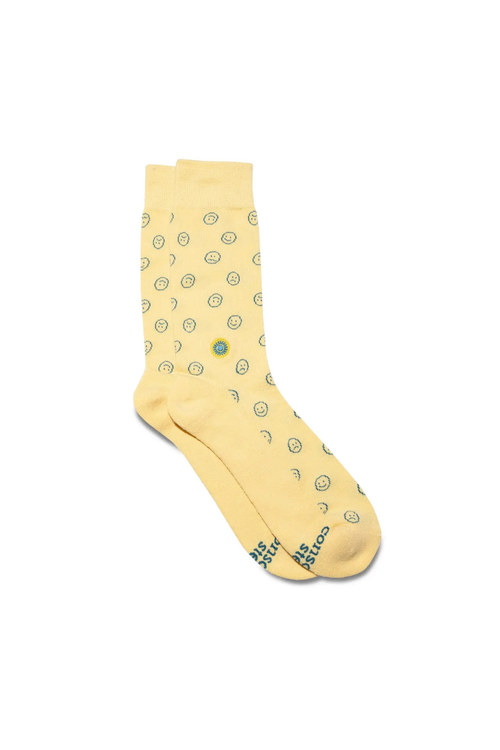 Socks that Support Mental Health - Yellow Smiley Faces