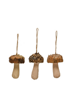 1 of 2:Bark Wood Mushroom Ornament