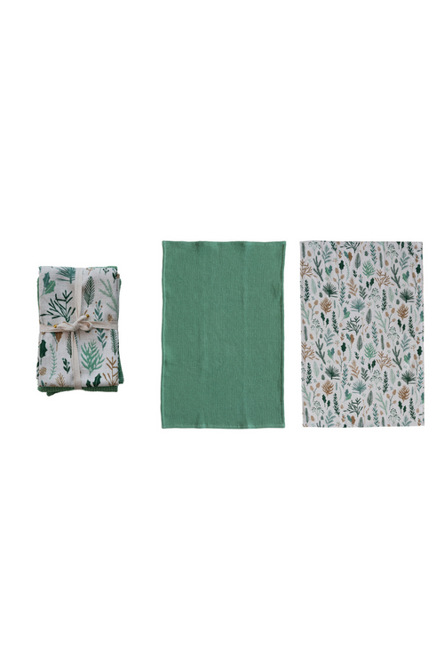 Botanicals Waffle Weave Kitchen Towel Set