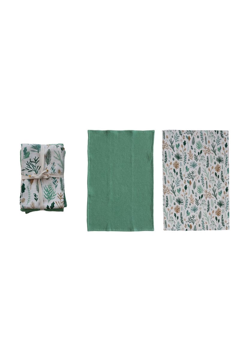 Creative-Co-Op-Botanicals-Waffle-Weave-Kitchen-Towel-Set