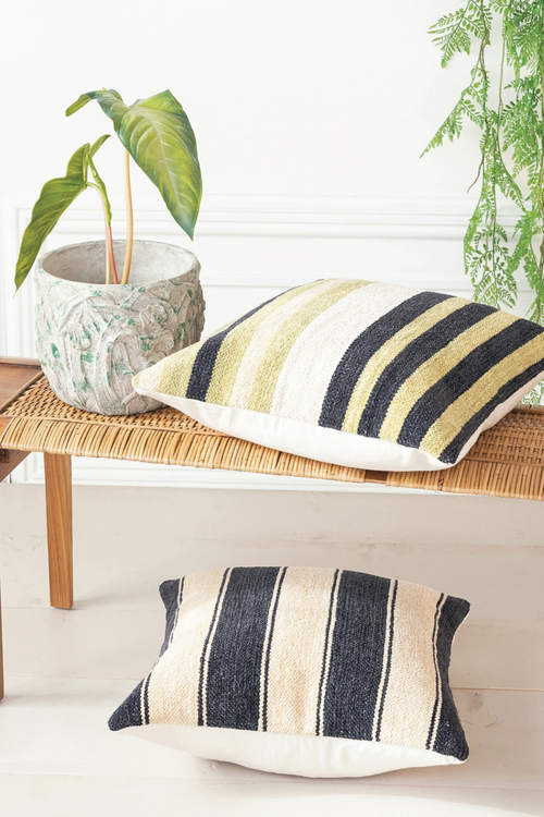 Botanist Striped Chenille Pillow