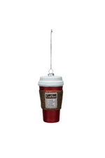 1 of 2:Coffee To Go Glass Ornament