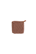 4 of 4:Cotton Crocheted Pot Holder w/ Leather Loop, 3 Colors