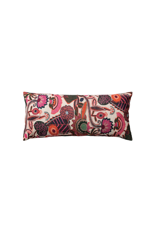 Floral Dreams Embroidered Lumbar Pillow
