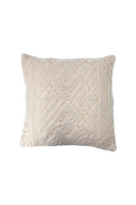 1 of 2:Cream Cotton Jacquard Square Pillow