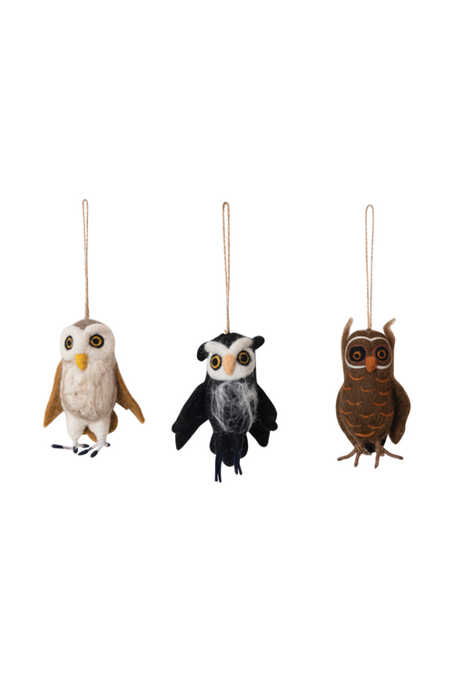 Embroidered Felt Owl Ornament