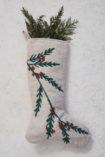 2 of 3:Embroidered Woven Cotton + Jute Stocking