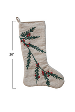 3 of 3:Embroidered Woven Cotton + Jute Stocking