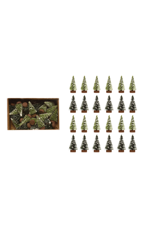 Flocked Mini Bottle Brush Tree Set