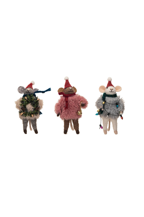 Fuzzy Sweater Mouse Ornament