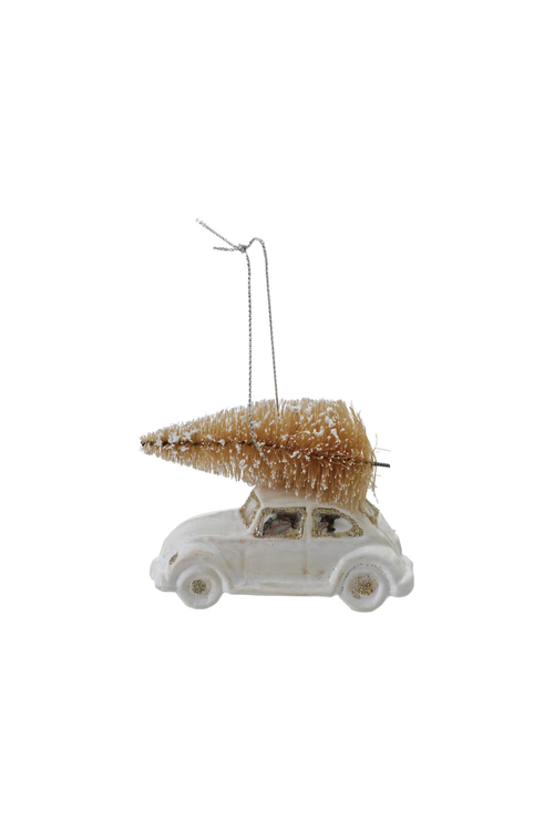 Glass Car Ornament with Gold Tree