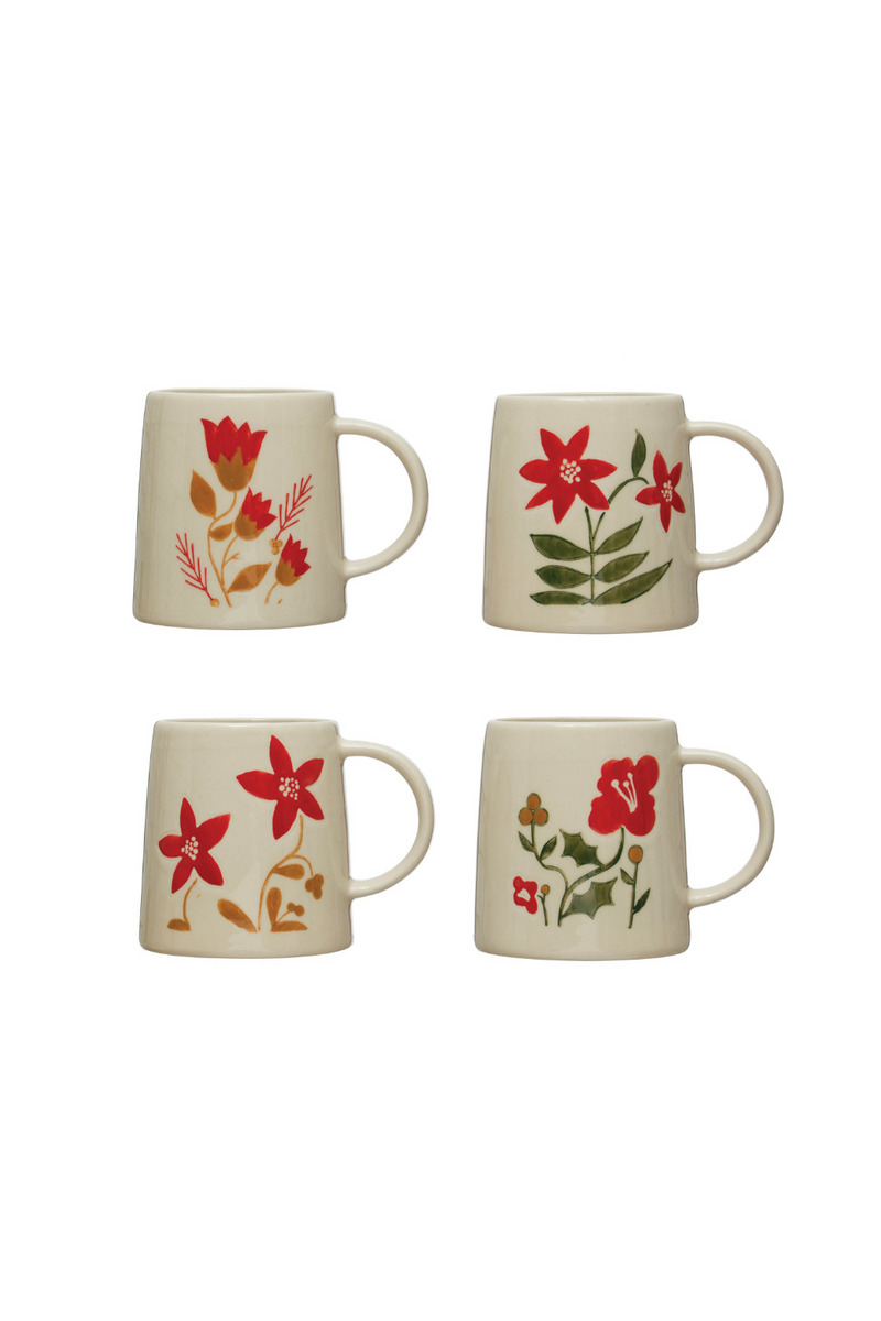 Creative-Co-Op-Festive-Flowers-Ceramic-Mug