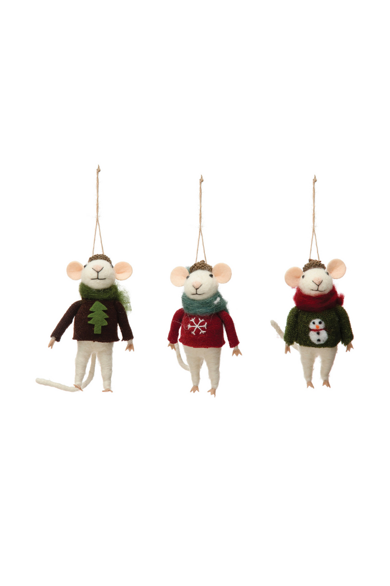 Creative-Co-Op-Holiday-Sweater-Mouse-Wool-Felt-Ornament