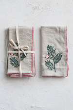 2 of 3:Holly Cotton Linen Napkins