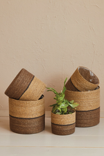 2 of 3:Lined Two-Tone Seagrass Plant Baskets