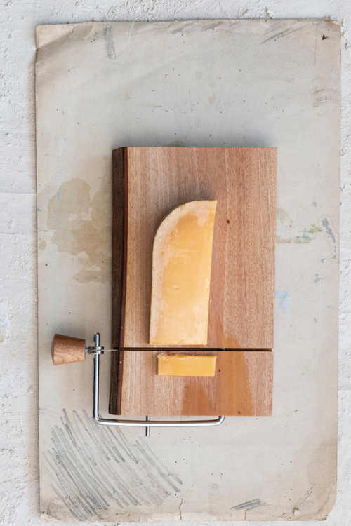 Mahogany Wood + Steel Cheese Slicer
