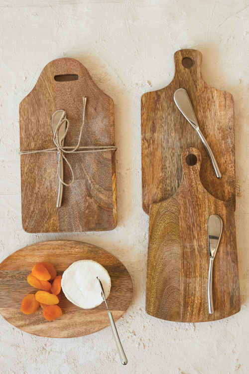 Mango Wood Board + Canape Knife Set