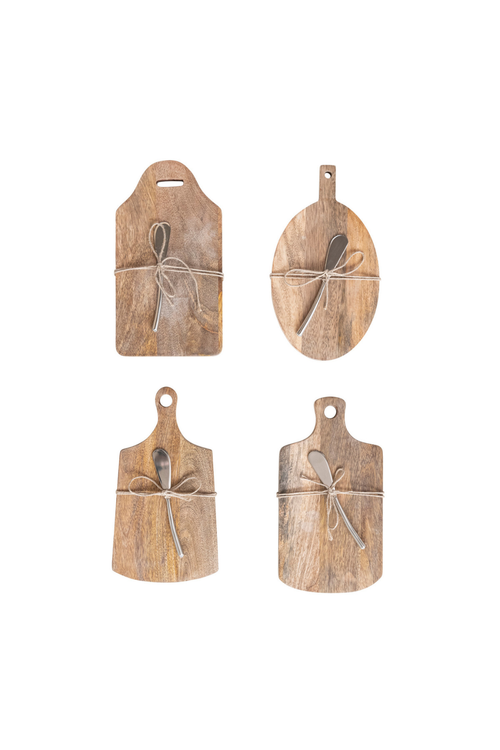 Mango Wood Board + Canape Knife Set