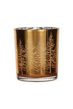 1 of 2:Mercury Glass Etched Trees Votive Holder