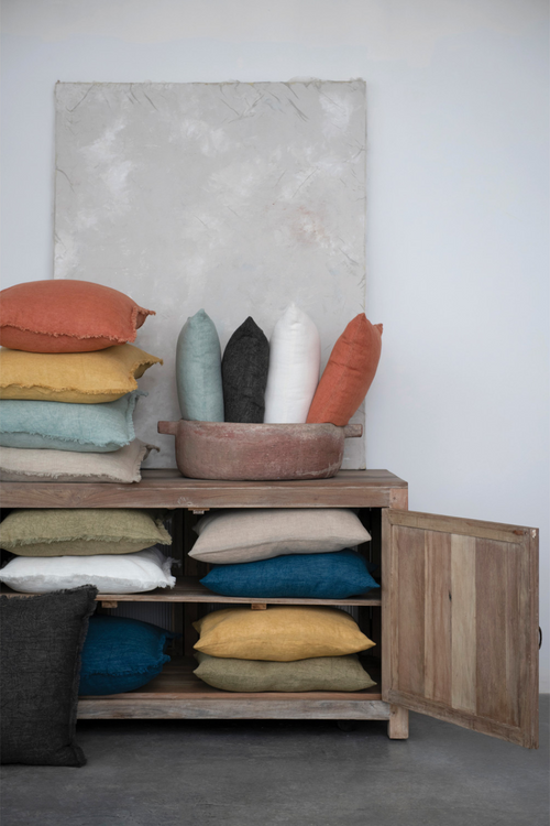 Stonewashed Linen Lumbar Pillow
