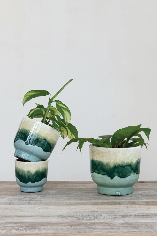Green Layers Footed Planter