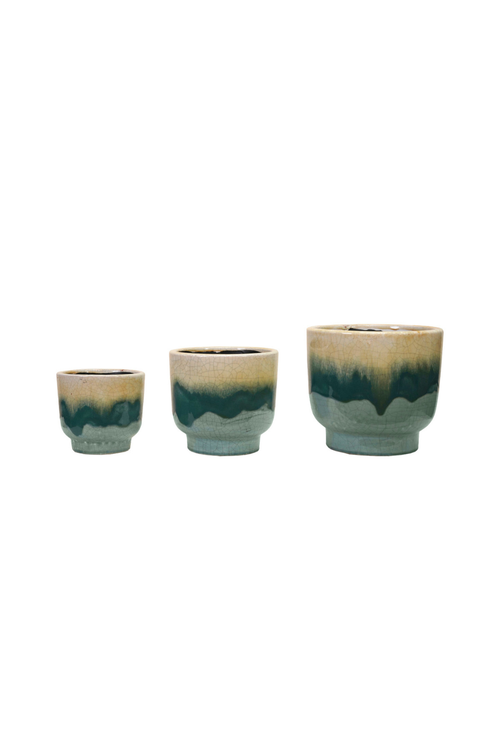 Green Layers Footed Planter
