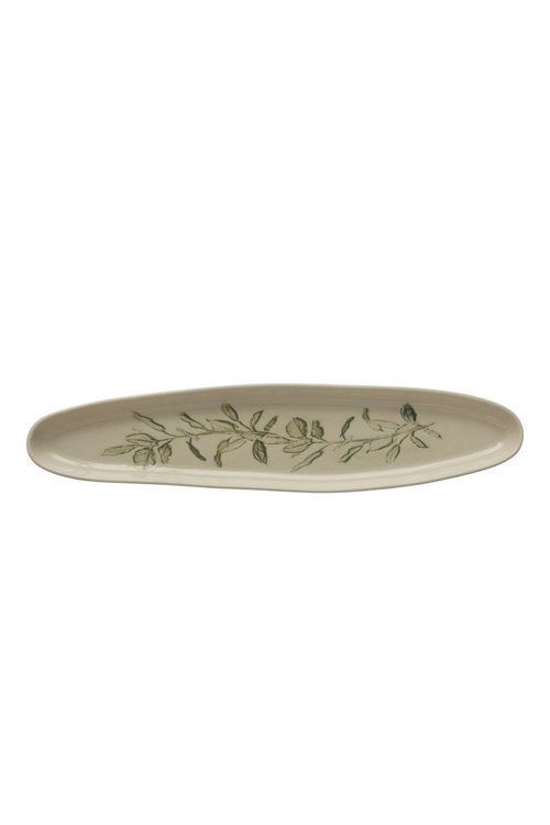 Pressed Botanical Ceramic Platter
