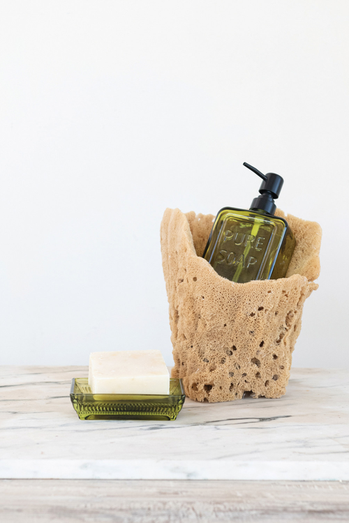Pressed Green Glass Soap Dispenser