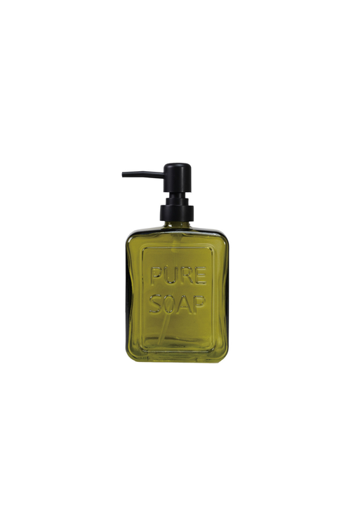 Pressed Green Glass Soap Dispenser