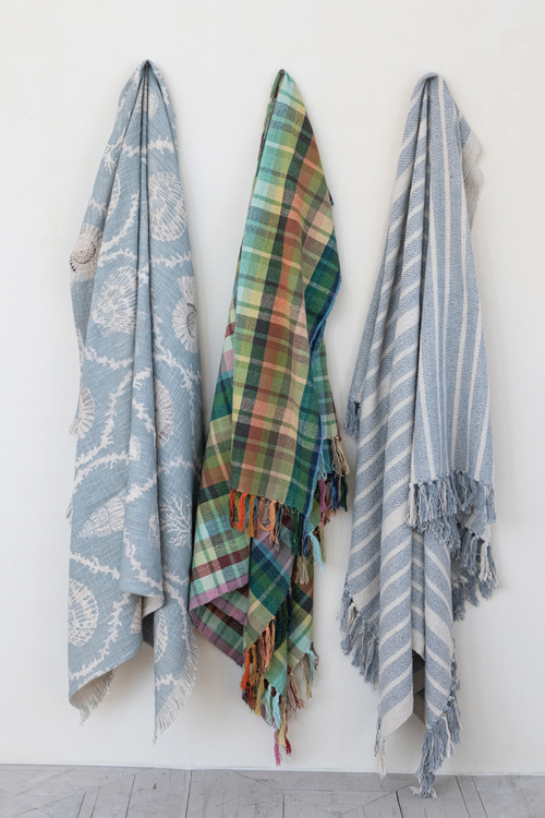 Rainbow Plaid Cotton Throw