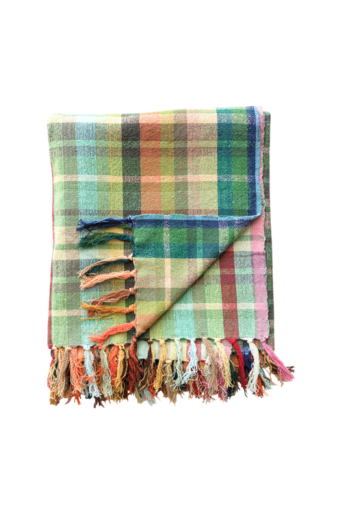 Rainbow Plaid Cotton Throw