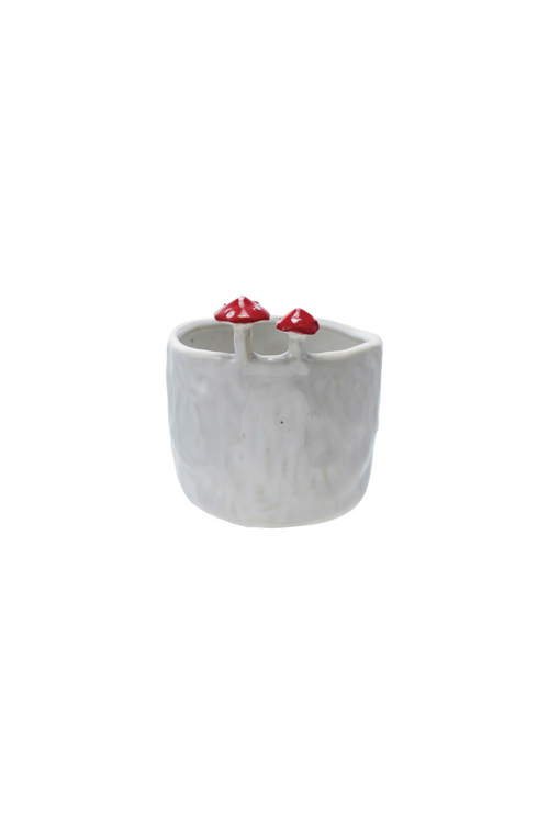 Red Cap Mushroom Ceramic Planter