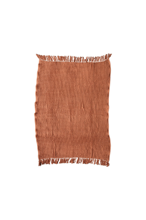 Waffle Weave Throw with Fringe
