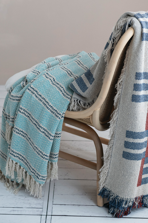 Shoreline Stripes Recycled Cotton Throw