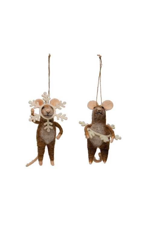 Creative-Co-Op-Snowflake-Mouse-Wool-Felt-Ornament