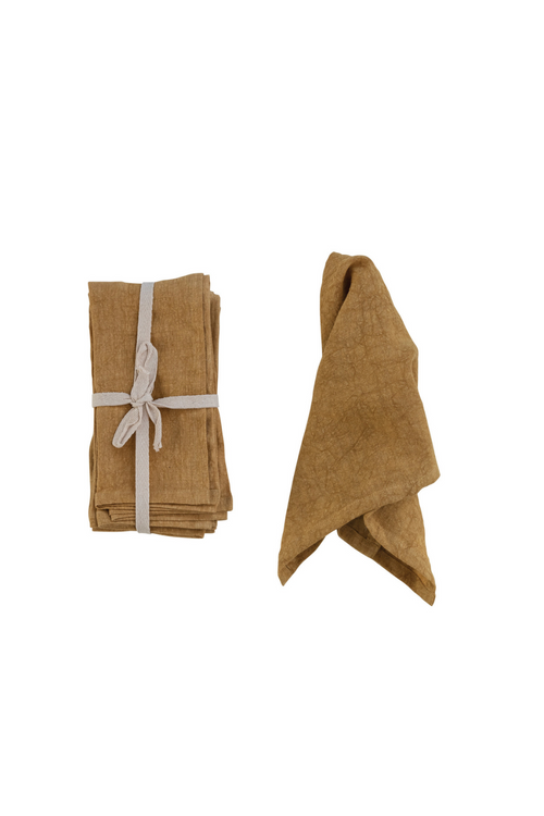 Mustard Stonewashed Linen Napkins