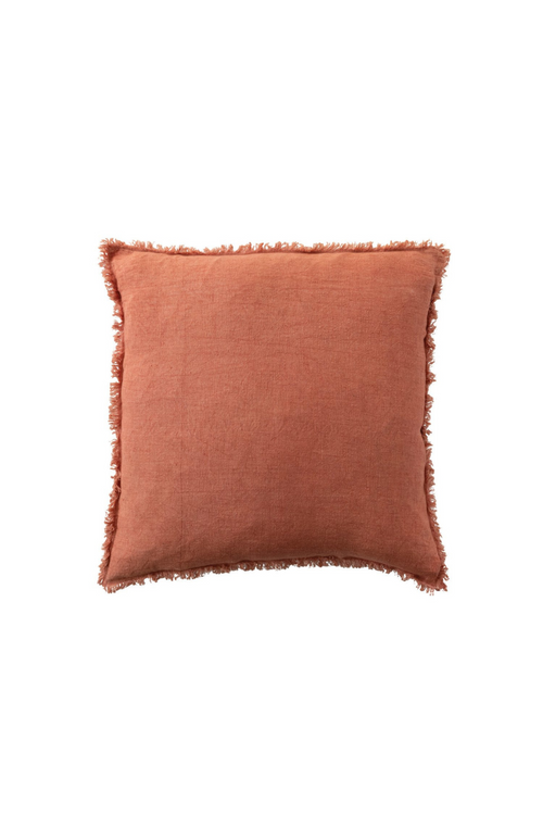 Stonewashed Linen Fringe Pillow