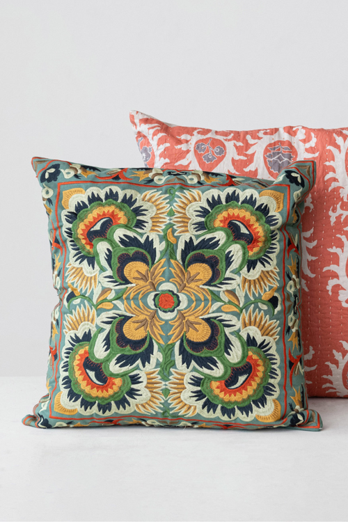 Sunset Villa Embroidered Pillow