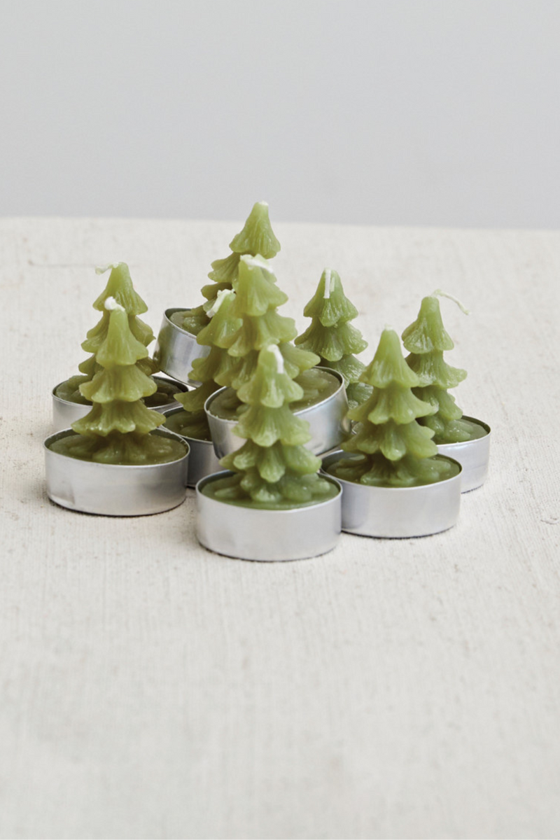 Creative-Co-Op-Tree-Tea-Light-Candles-Cedar-Green