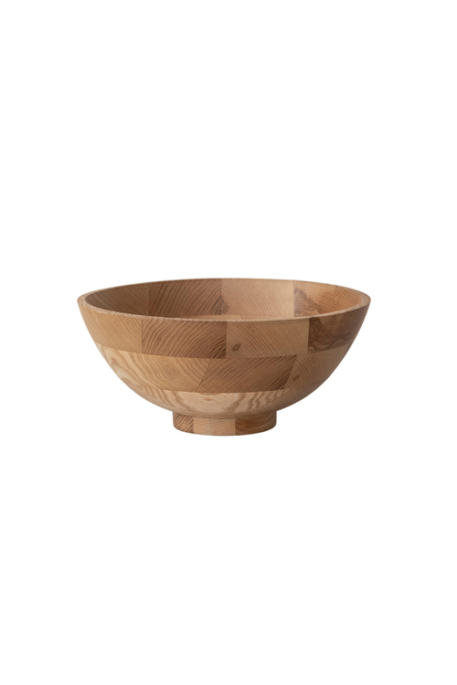Wood End Grain Footed Serving Bowl