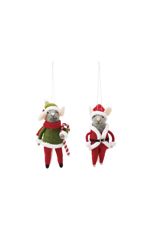 Wool Felt Holiday Mouse Ornament