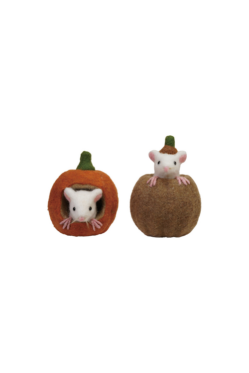 Wool Felt Pumpkin Mouse