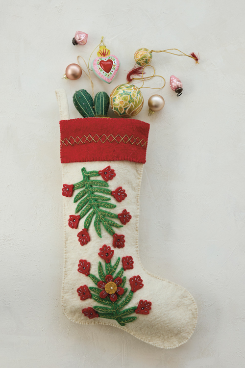 Embroidered Festive Botanicals Stocking