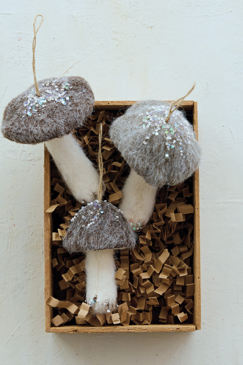 Felted Wool Mushroom Ornament