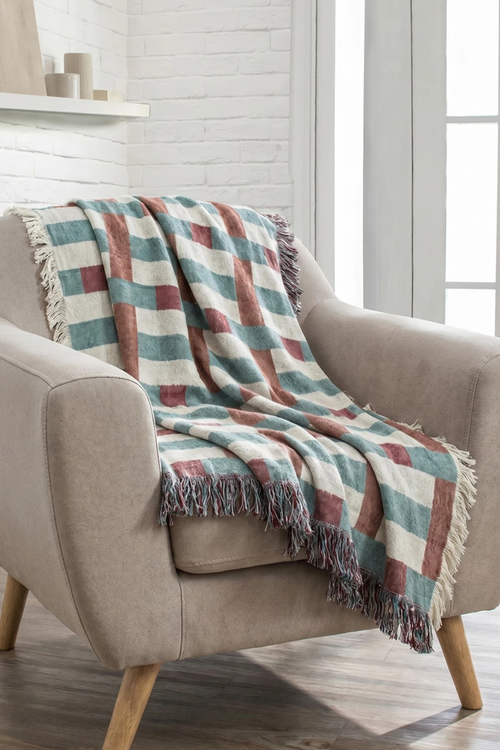 Geometric Block Recycled Cotton Throw