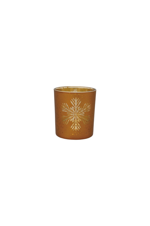 Gold Etched Snowflake Votive Holder