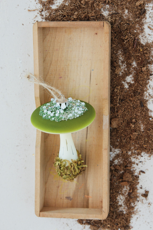 Green Mushroom Glass Ornament