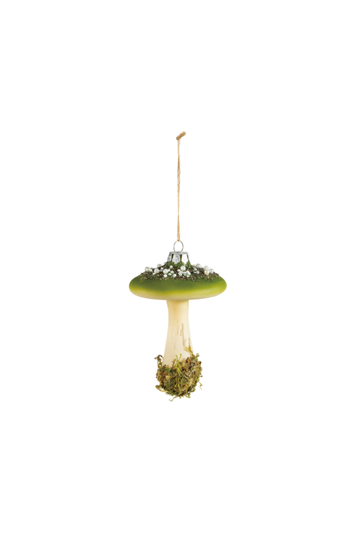 Green Mushroom Glass Ornament