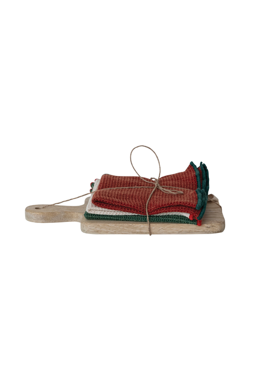 Holiday Waffle Weave Dish Cloth + Serving Board Set