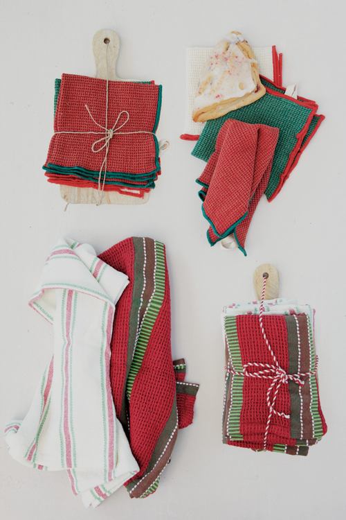 Holiday Waffle Weave Dish Cloth + Serving Board Set